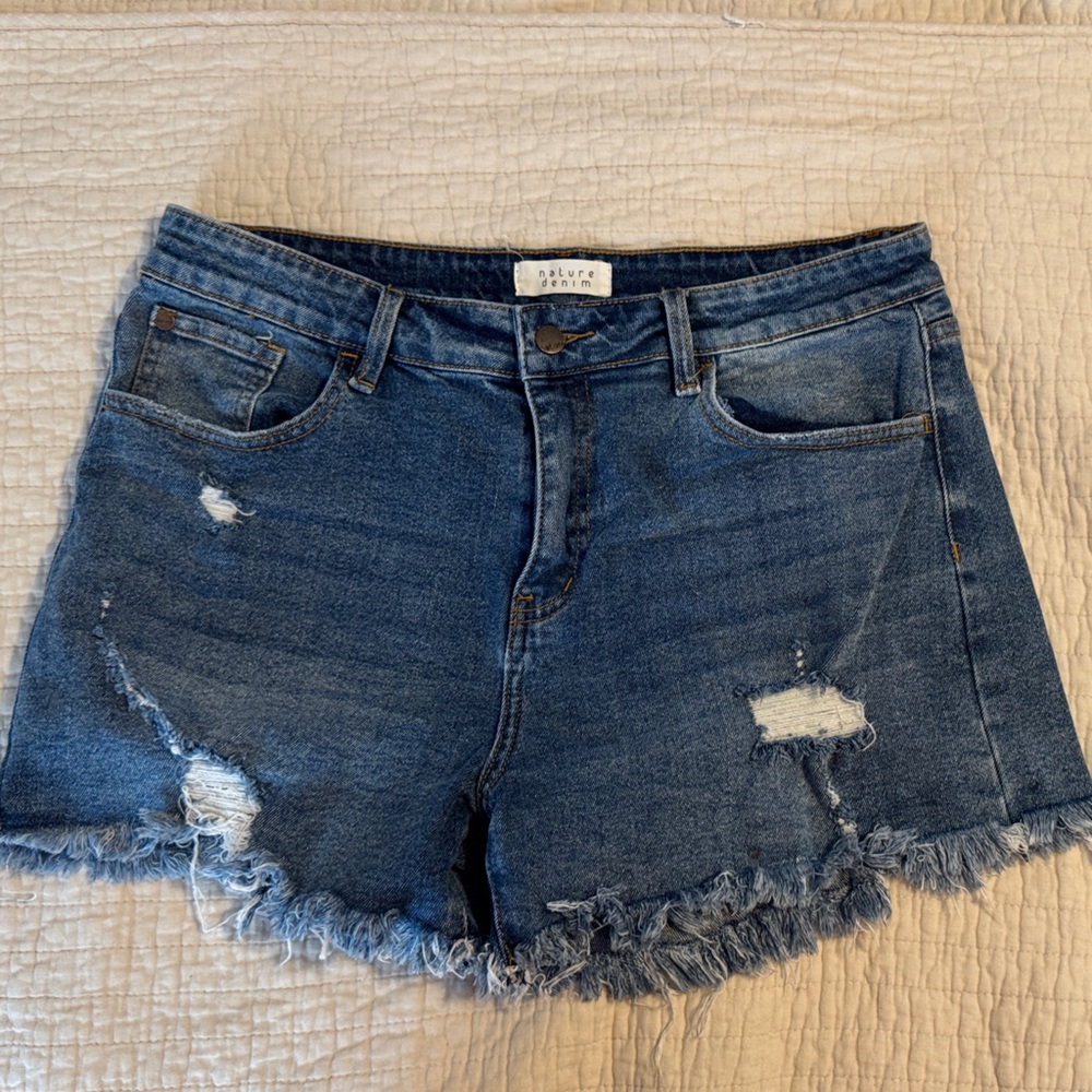 Blue Distressed Jean Shorts